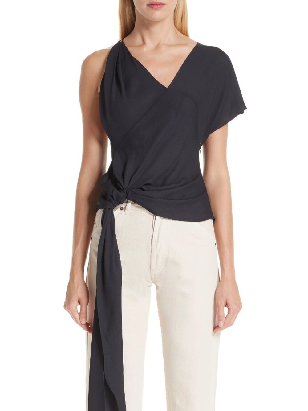$495 JACQUEMUS LE SOUK DRAPED ASYMMETRICAL TOP SIZE 34 F / XS